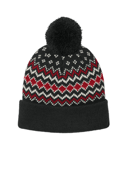 Custom Embroidered Port Authority Caps in Deep Black/ Rich Red/ Marshmallow