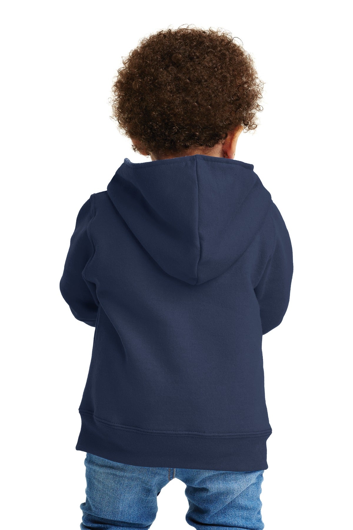 Custom Embroidered Port & Company Toddler Core Fleece Full-Zip Hooded Sweatshirt. CAR78TZH,Navy