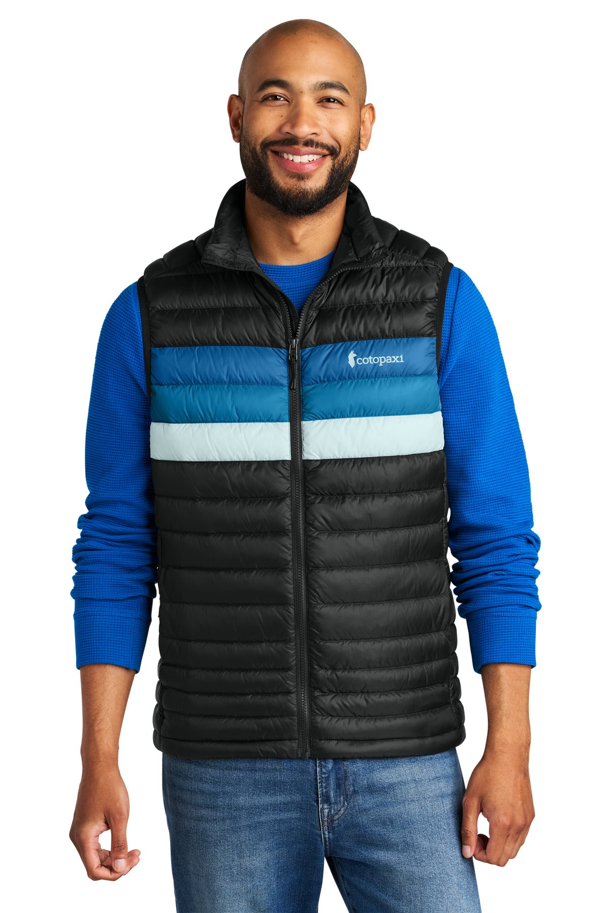 Custom Embroidered Cotopaxi Outerwear in Black/ Atlantic