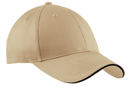 Custom Embroidered Port Authority Caps in Stone/ Black