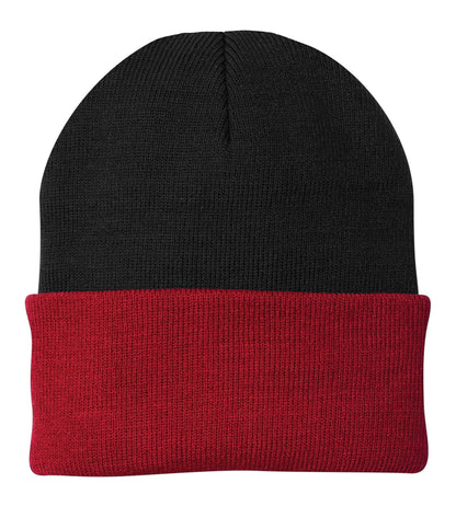 Custom Embroidered Port Authority Caps in Black/ Athletic Red