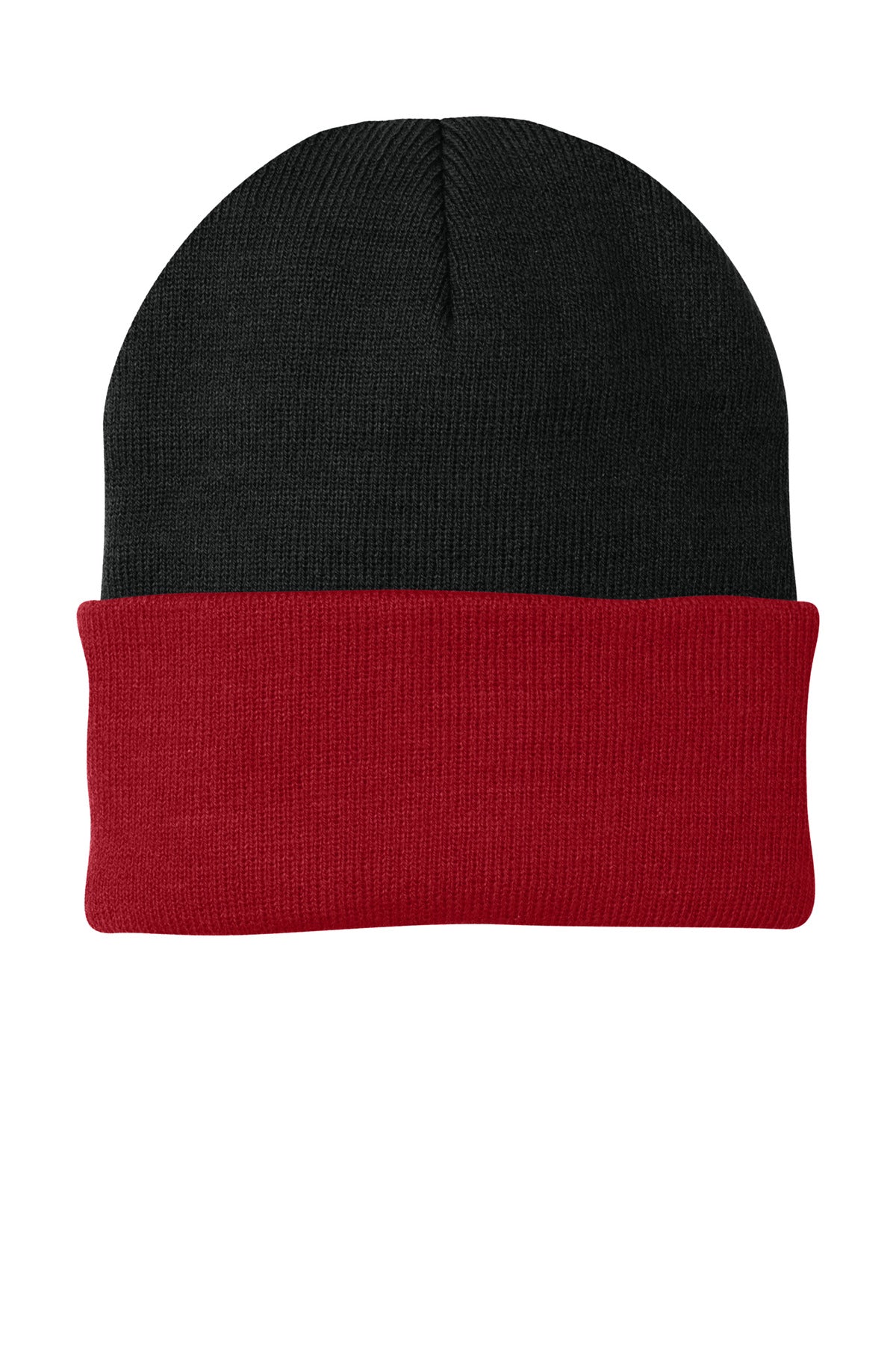 Custom Embroidered Port Authority Caps in Black/ Athletic Red