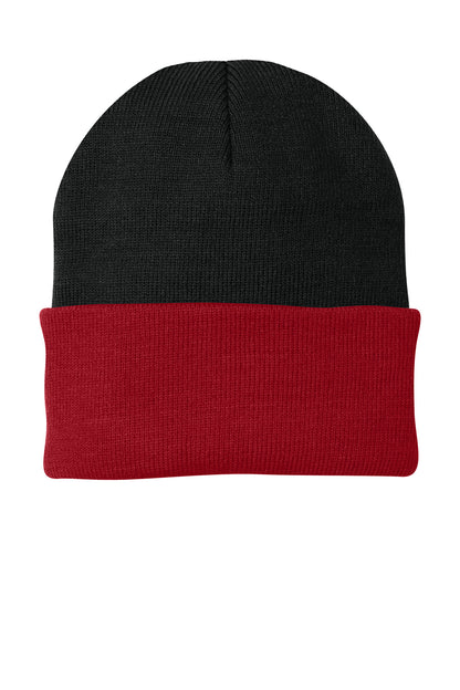 Custom Embroidered Port Authority Caps in Black/ Athletic Red