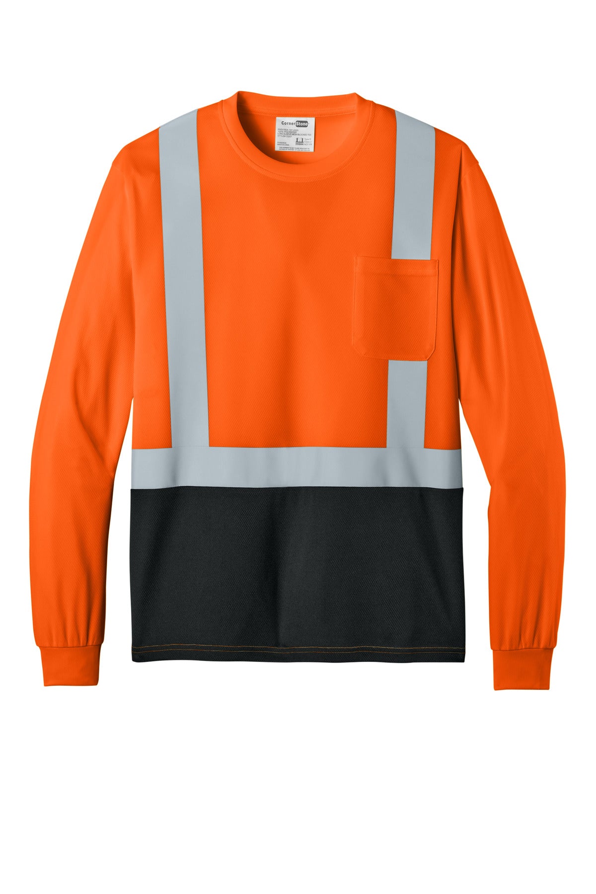Custom Embroidered CornerStone T-Shirts  in Safety Orange/ Black