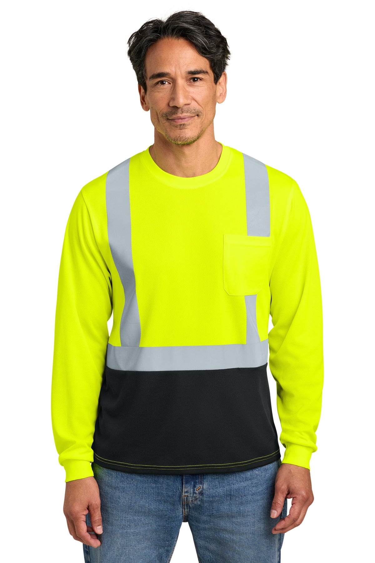 Custom Embroidered CornerStone T-Shirts  in Safety Yellow/ Black