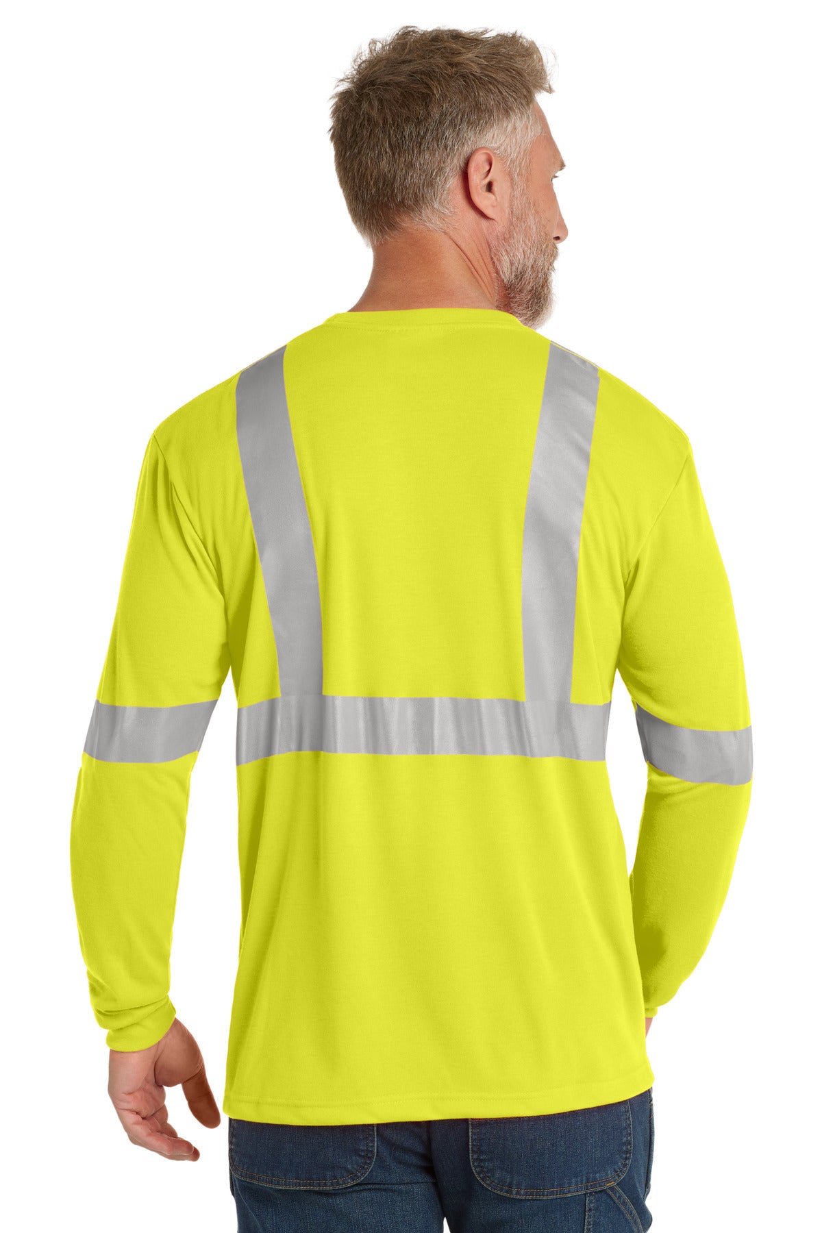 Custom Embroidered CornerStone ANSI 107 Class 2 Long Sleeve Safety T-Shirt. CS401LS,Safety Yellow/ Reflective