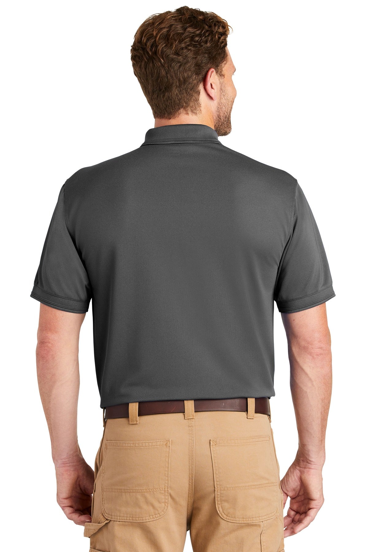 Custom Embroidered CornerStone  Industrial Snag-Proof Pique Pocket Polo. CS4020P,Charcoal