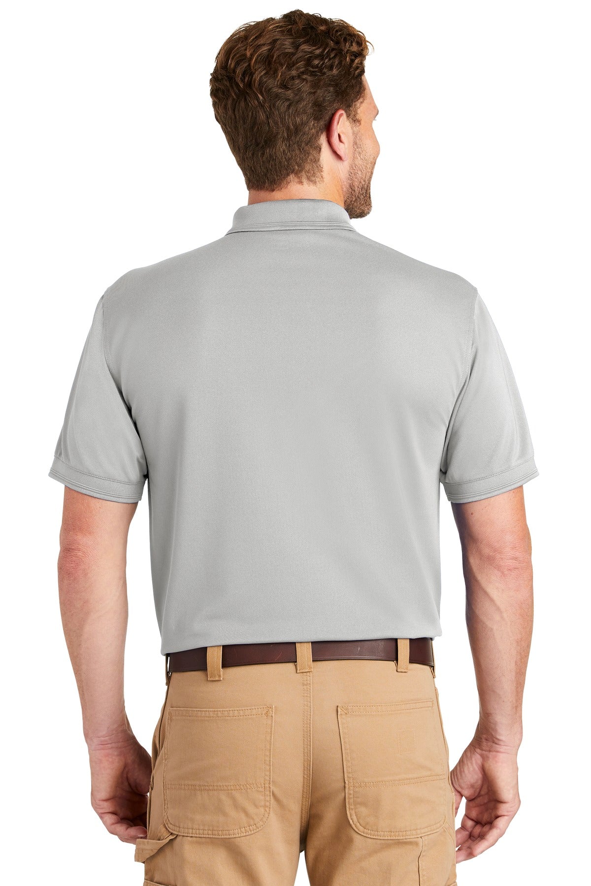 Custom Embroidered CornerStone  Industrial Snag-Proof Pique Pocket Polo. CS4020P,Light Grey