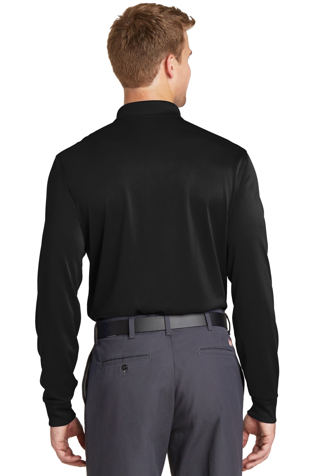 Custom Embroidered CornerStone Select Snag-Proof Long Sleeve Polo. CS412LS,Black