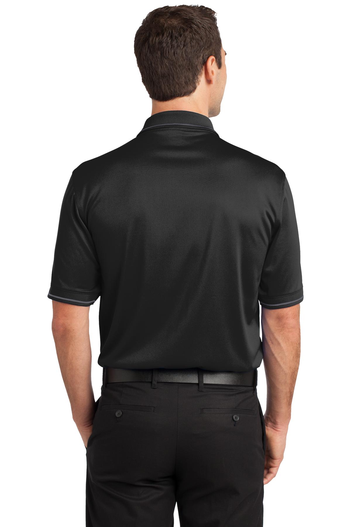 Custom Embroidered CornerStone Select Snag-Proof Tipped Pocket Polo. CS415,Black/ Smoke Grey