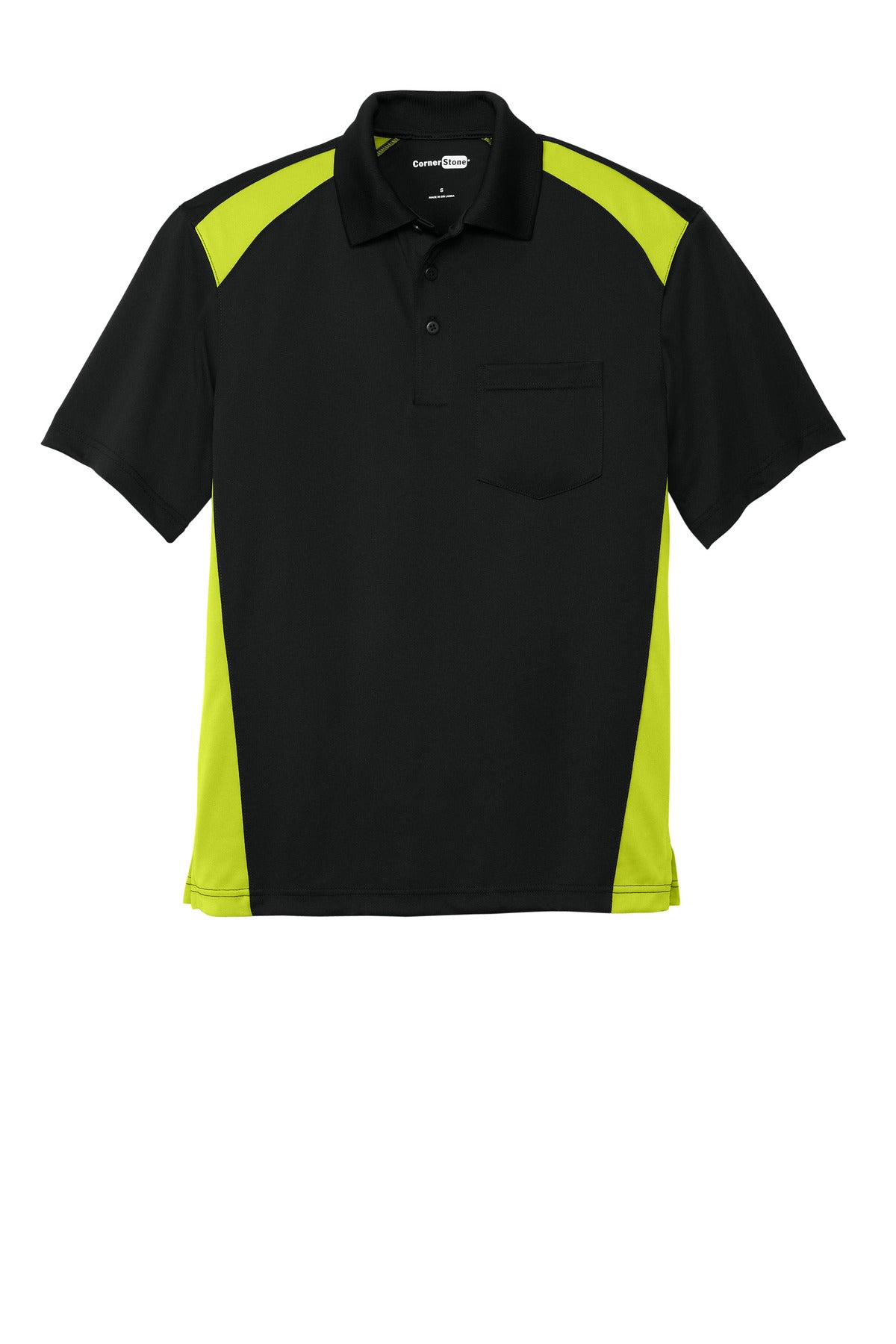 Custom Embroidered CornerStone Polos/Knits in Black/ Shock Green