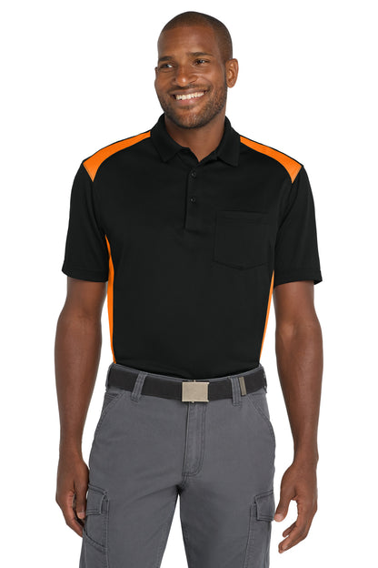 Custom Embroidered CornerStone Polos/Knits in Black/ Shock Orange