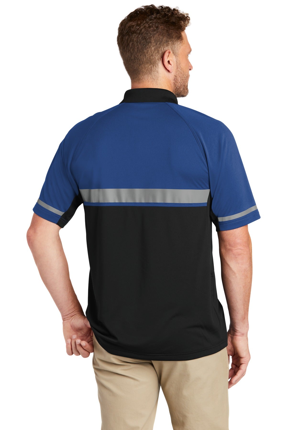 Custom Embroidered CornerStone  Select Lightweight Snag-Proof Enhanced Visibility Polo CS423,Royal/ Black