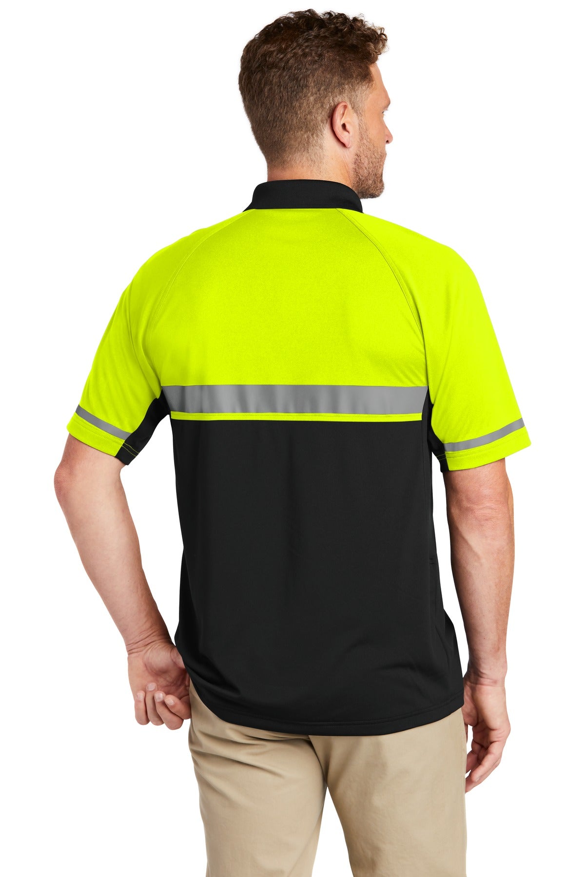 Custom Embroidered CornerStone  Select Lightweight Snag-Proof Enhanced Visibility Polo CS423,Safety Yellow/ Black
