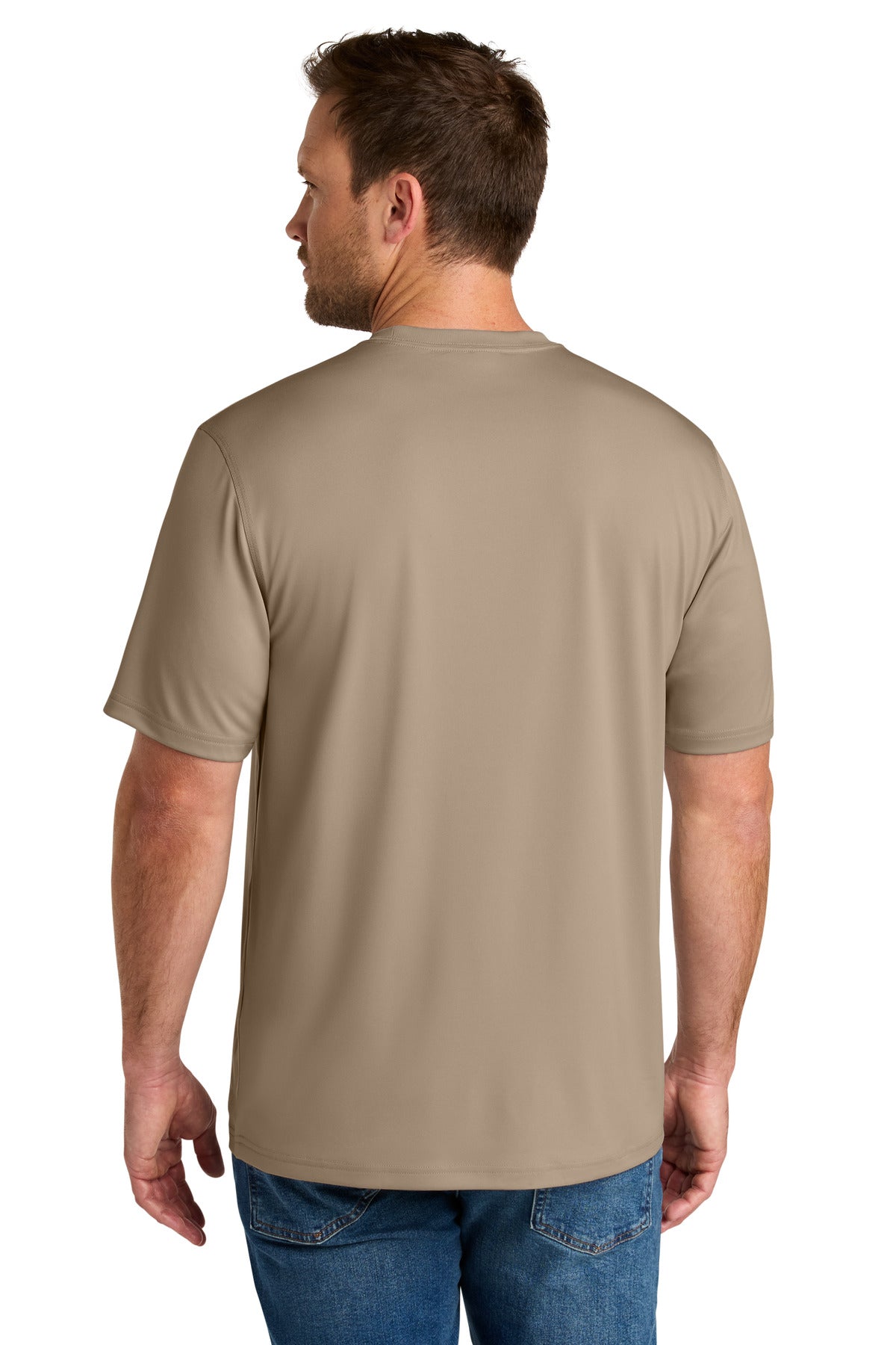 Custom Embroidered CornerStone T-Shirts  in Silver Tan