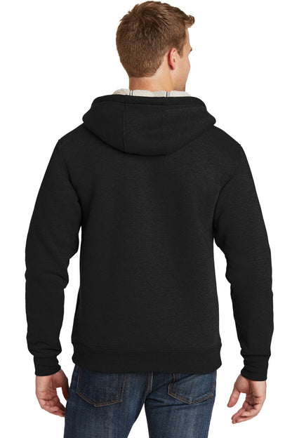 Custom Embroidered CornerStone Heavyweight Sherpa-Lined Hooded Fleece Jacket. CS625,Black