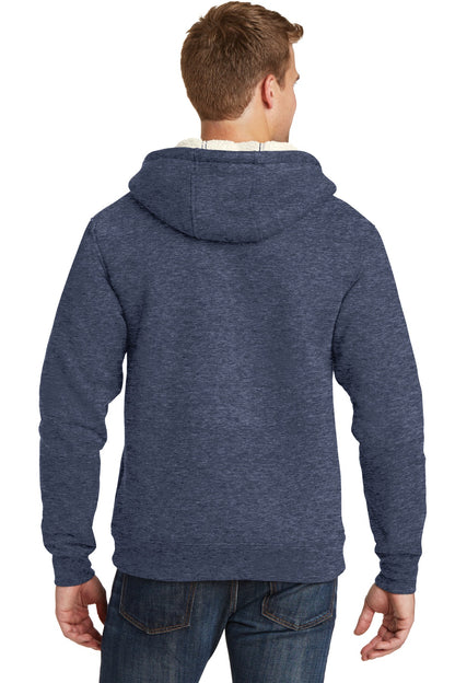 Custom Embroidered CornerStone Heavyweight Sherpa-Lined Hooded Fleece Jacket. CS625,Navy