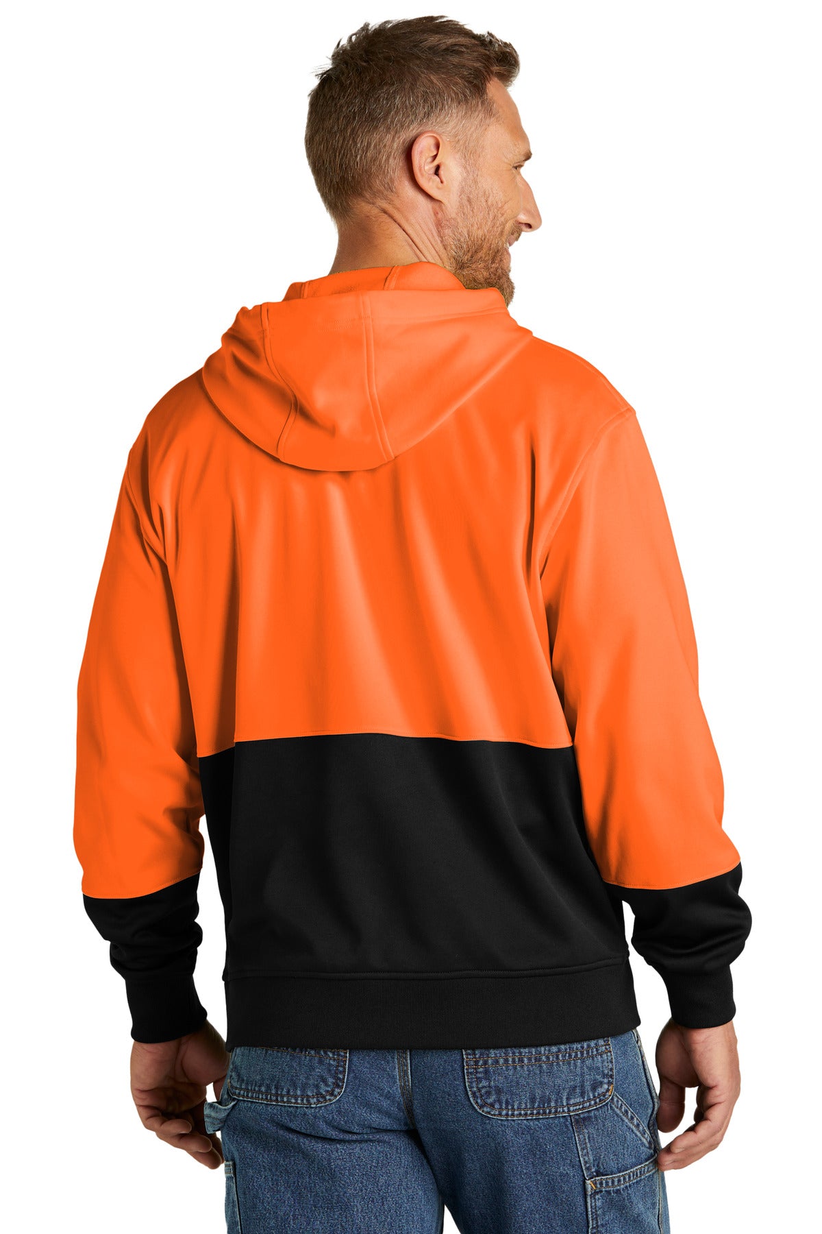 Custom Embroidered CornerStone Enhanced Visibility Fleece Pullover Hoodie CSF01,Safety Orange