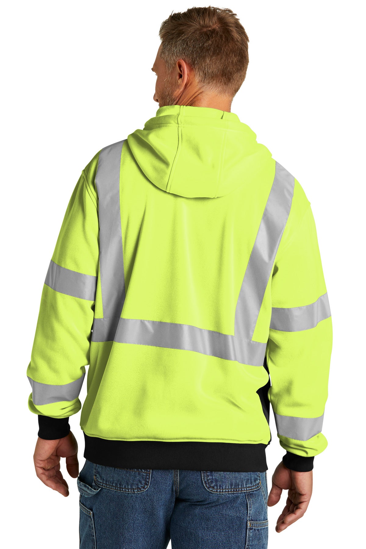 Custom Embroidered CornerStone A107 Class 3 Heavy-Duty Fleece Full-Zip Hoodie CSF300,Safety Yellow
