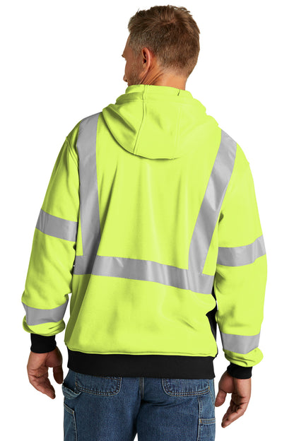 Custom Embroidered CornerStone A107 Class 3 Heavy-Duty Fleece Full-Zip Hoodie CSF300,Safety Yellow