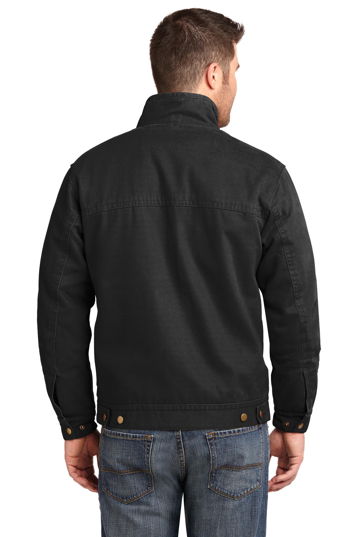 Custom Embroidered CornerStone Washed Duck Cloth Flannel-Lined Work Jacket. CSJ40,Black