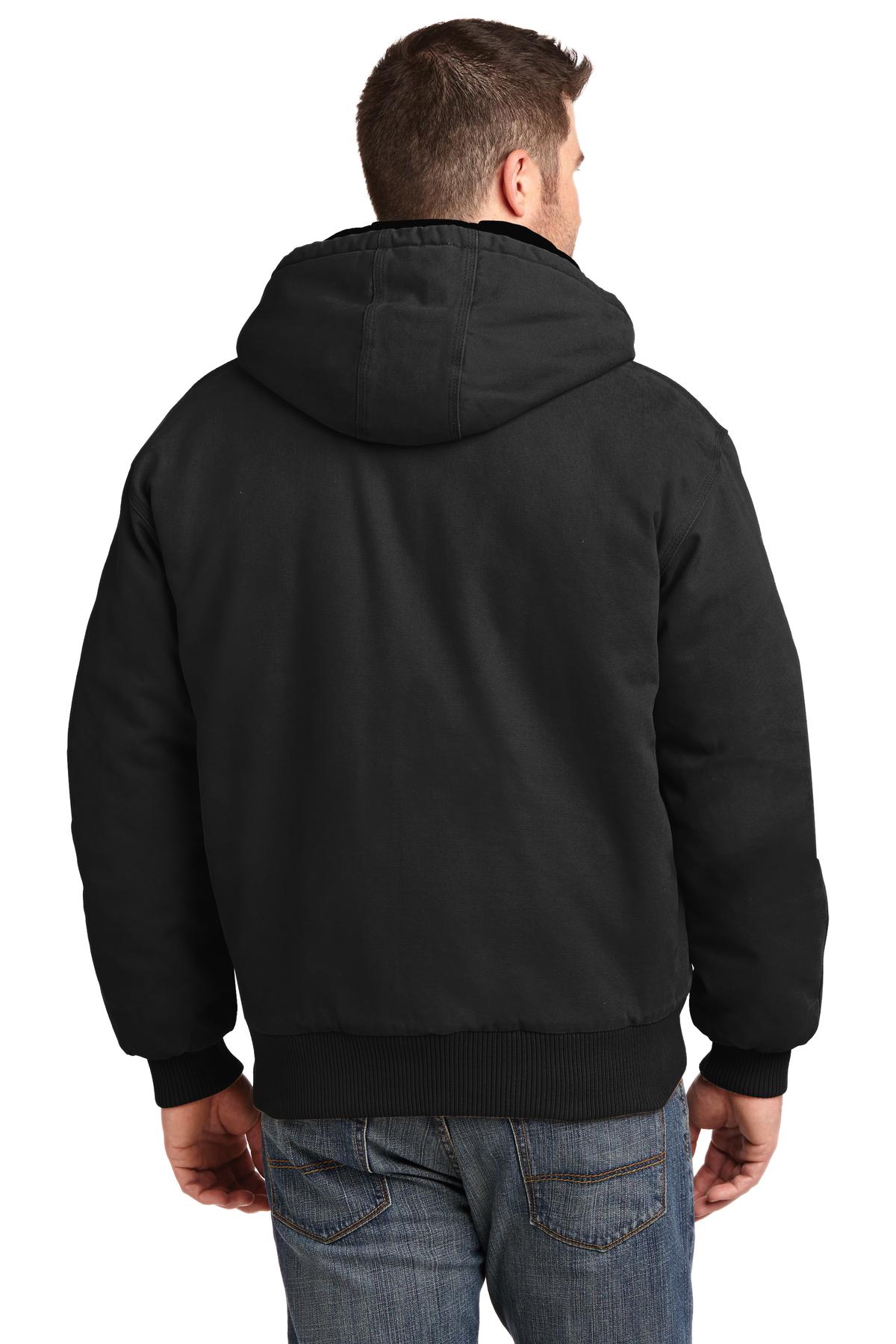 Custom Embroidered CornerStone Washed Duck Cloth Insulated Hooded Work Jacket. CSJ41,Black