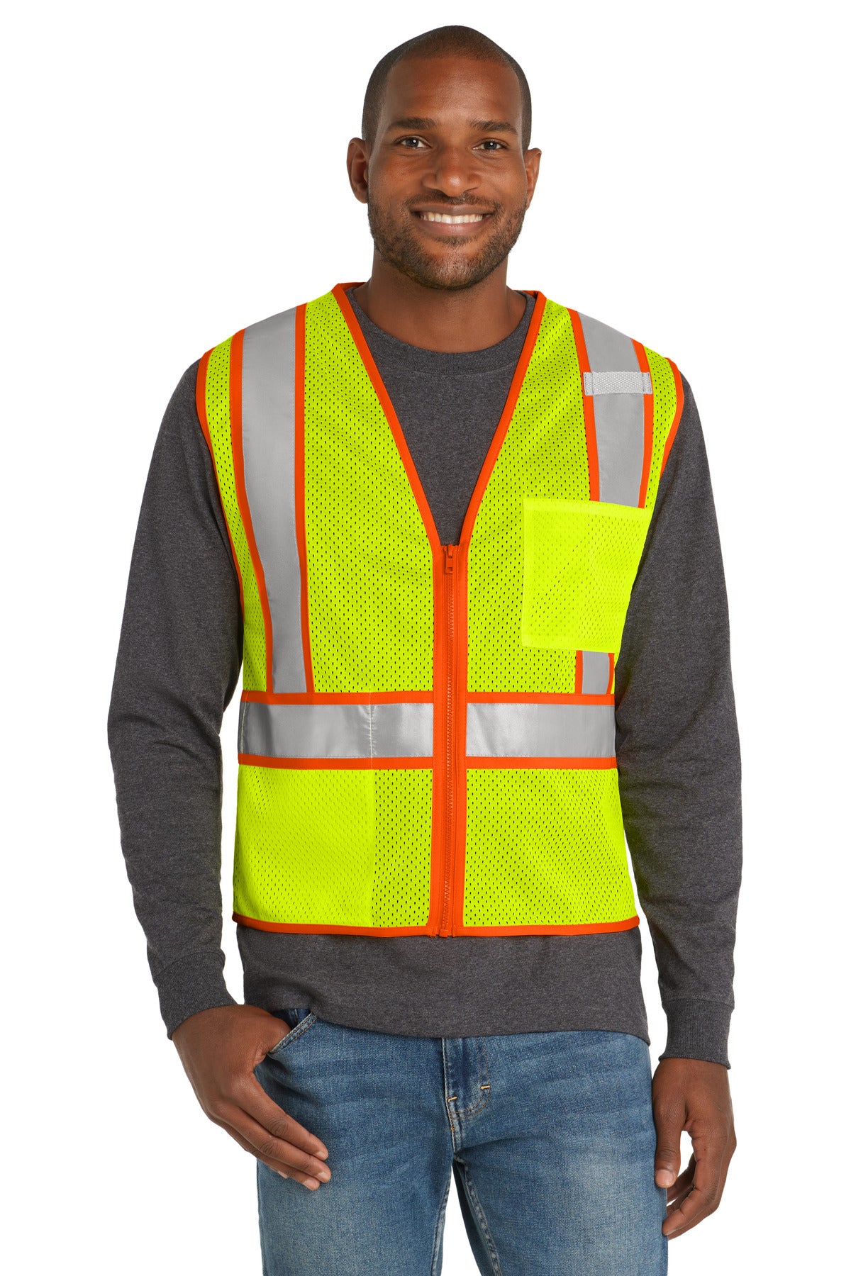 CornerStone    ANSI 107 Class 2 Mesh Zippered Two-Tone Vest. CSV103