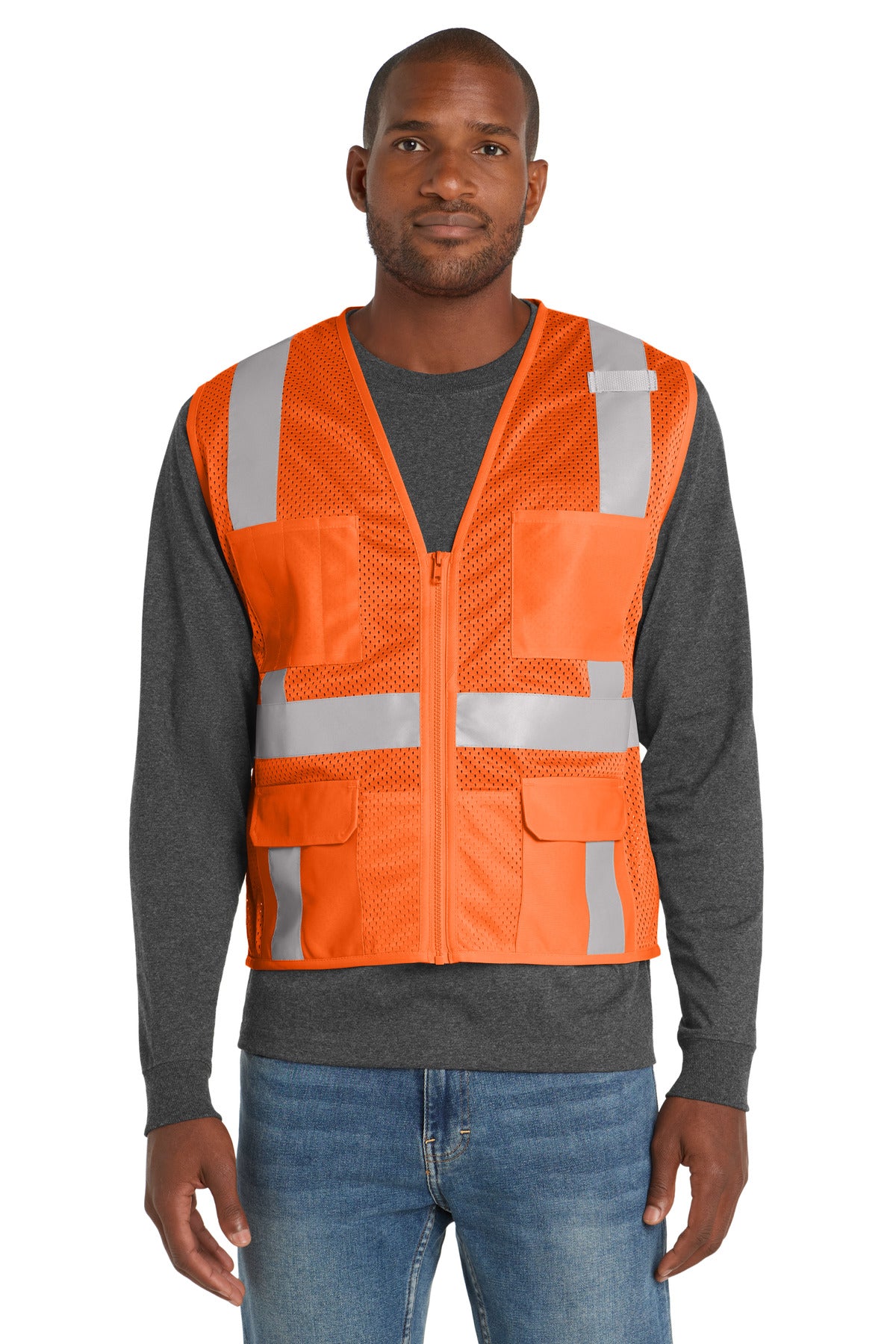 CornerStone    ANSI 107 Class 2 Mesh Six-Pocket Zippered Vest. CSV104