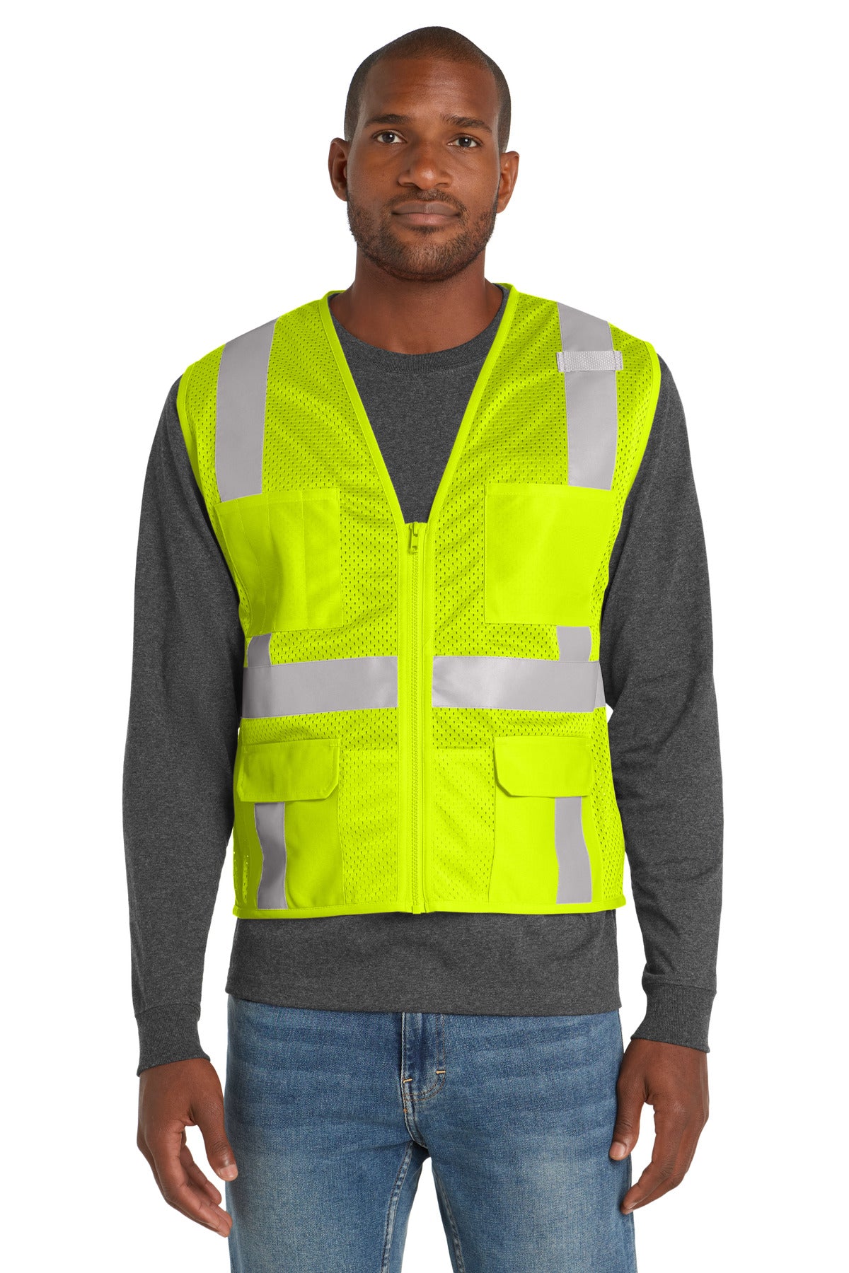 CornerStone    ANSI 107 Class 2 Mesh Six-Pocket Zippered Vest. CSV104