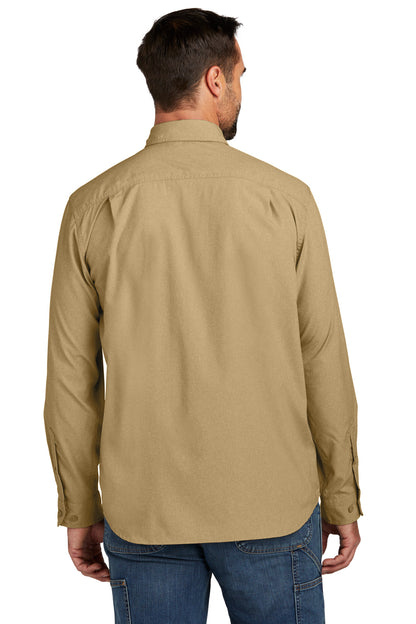 Custom Embroidered Carhartt Force Solid Long Sleeve Shirt CT105291,Dark Khaki