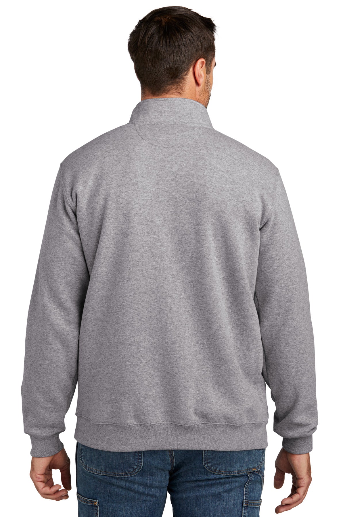 Custom Embroidered Carhartt Midweight 1/4-Zip Mock Neck Sweatshirt CT105294,Heather Grey