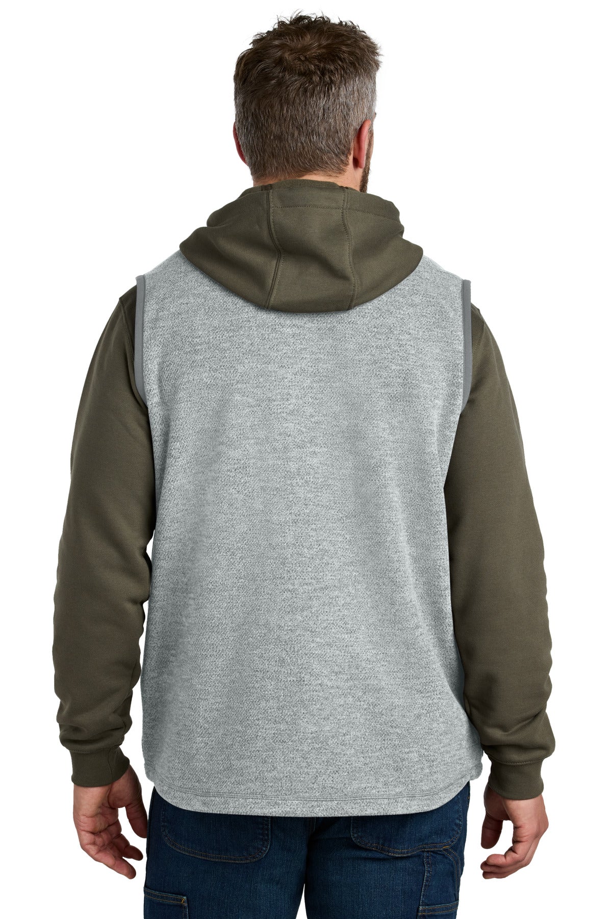 Custom Embroidered Carhartt Textured Fleece Vest CT106418,Heather Grey