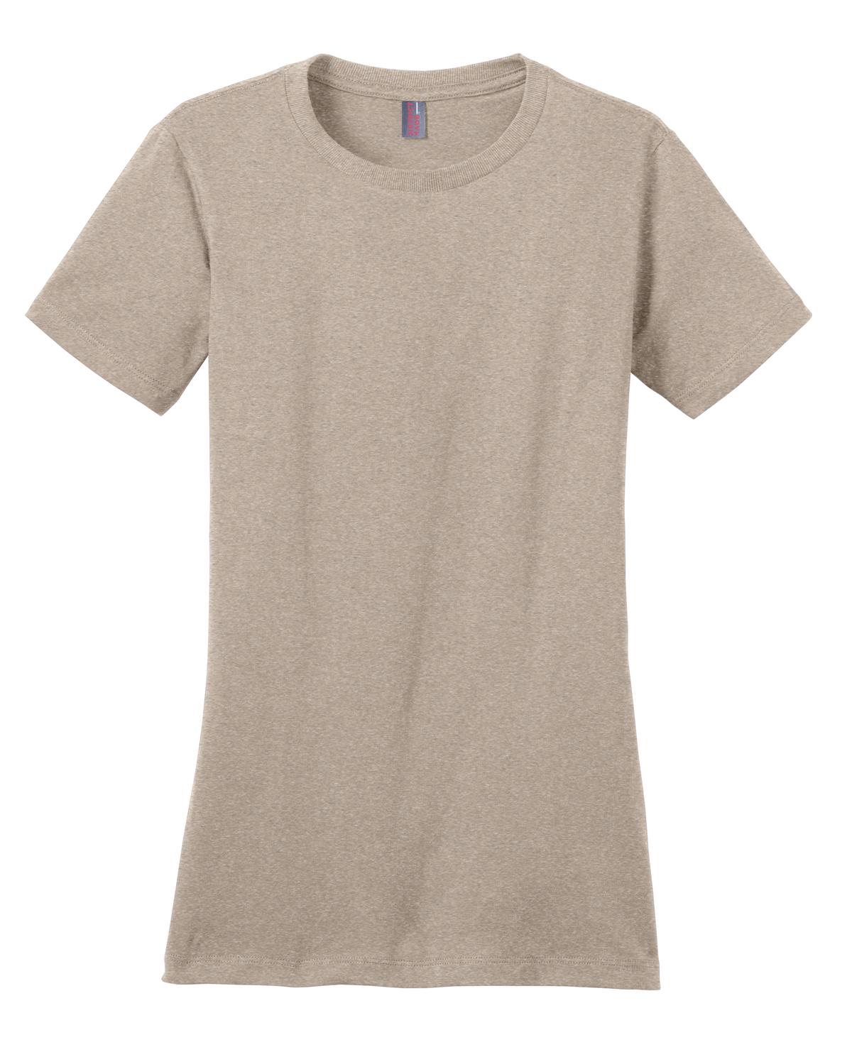 Custom Embroidered District T-Shirts  in Heathered Latte