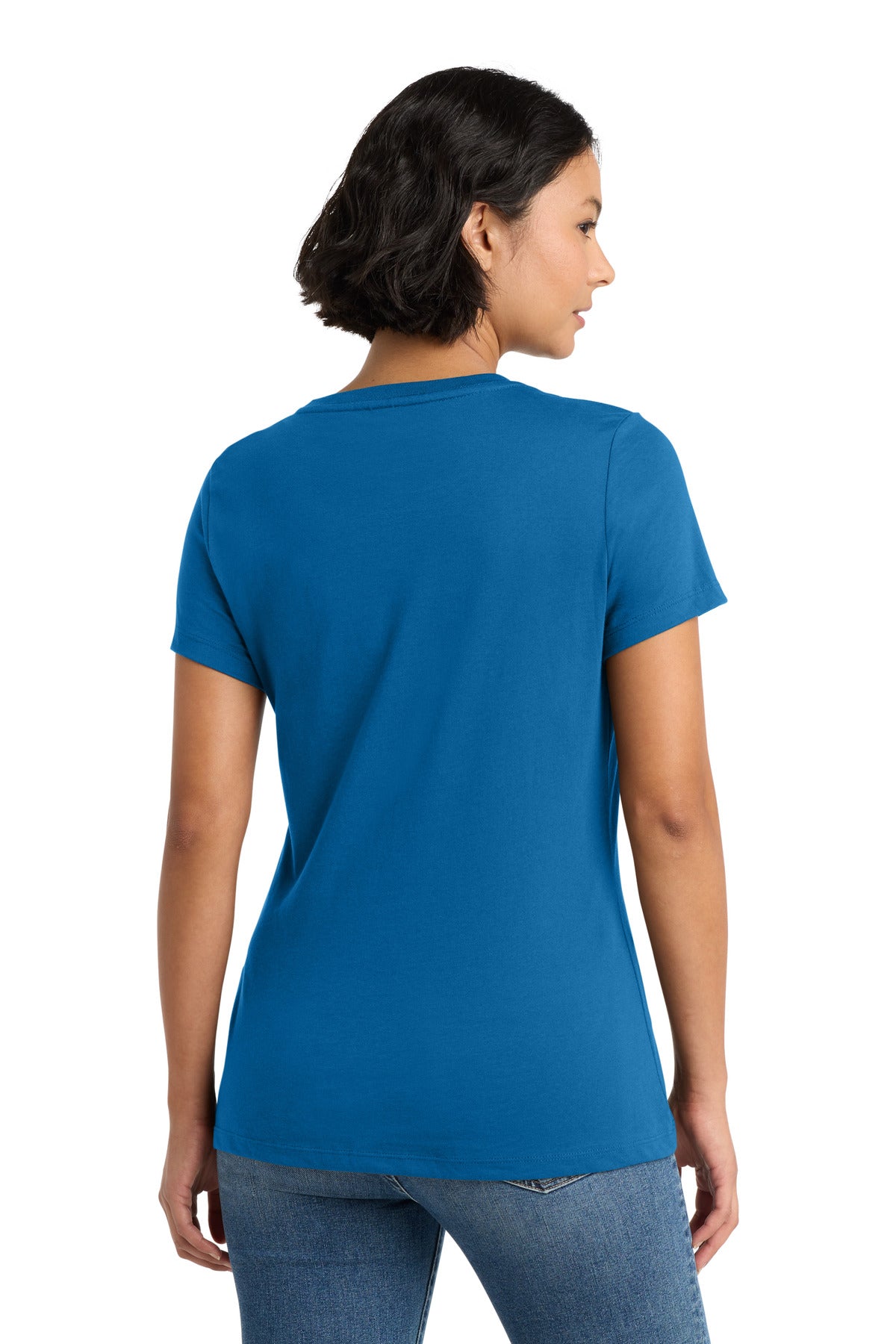 Custom Embroidered District T-Shirts  in Bright Blue