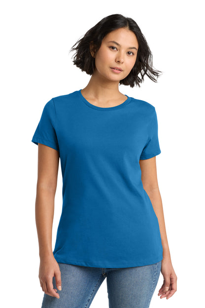 Custom Embroidered District T-Shirts  in Bright Blue