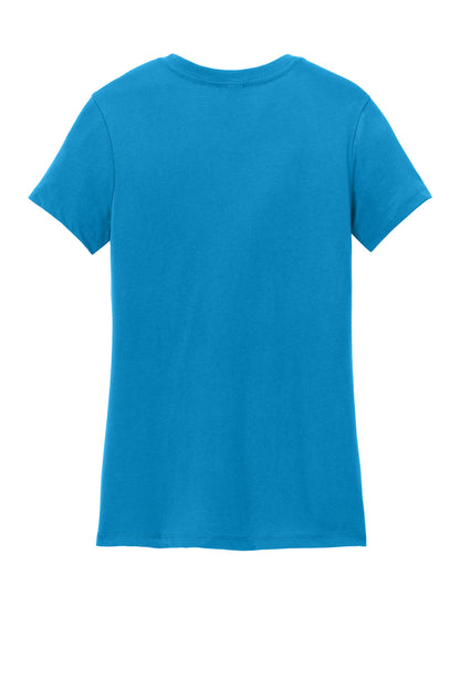Custom Embroidered District T-Shirts  in Bright Turquoise