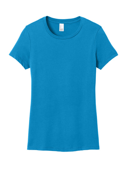 Custom Embroidered District T-Shirts  in Bright Turquoise