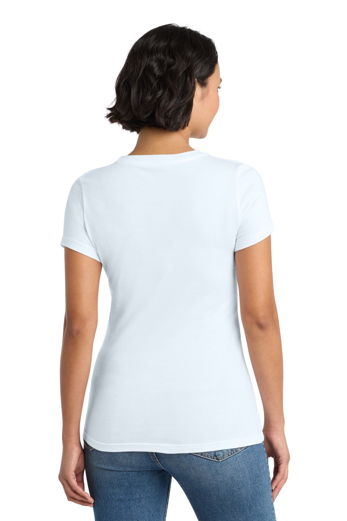 Custom Embroidered District T-Shirts  in Bright White