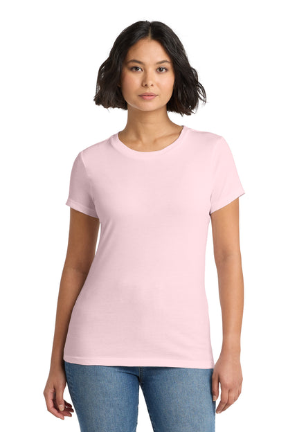 Custom Embroidered District T-Shirts  in Carnation Pink