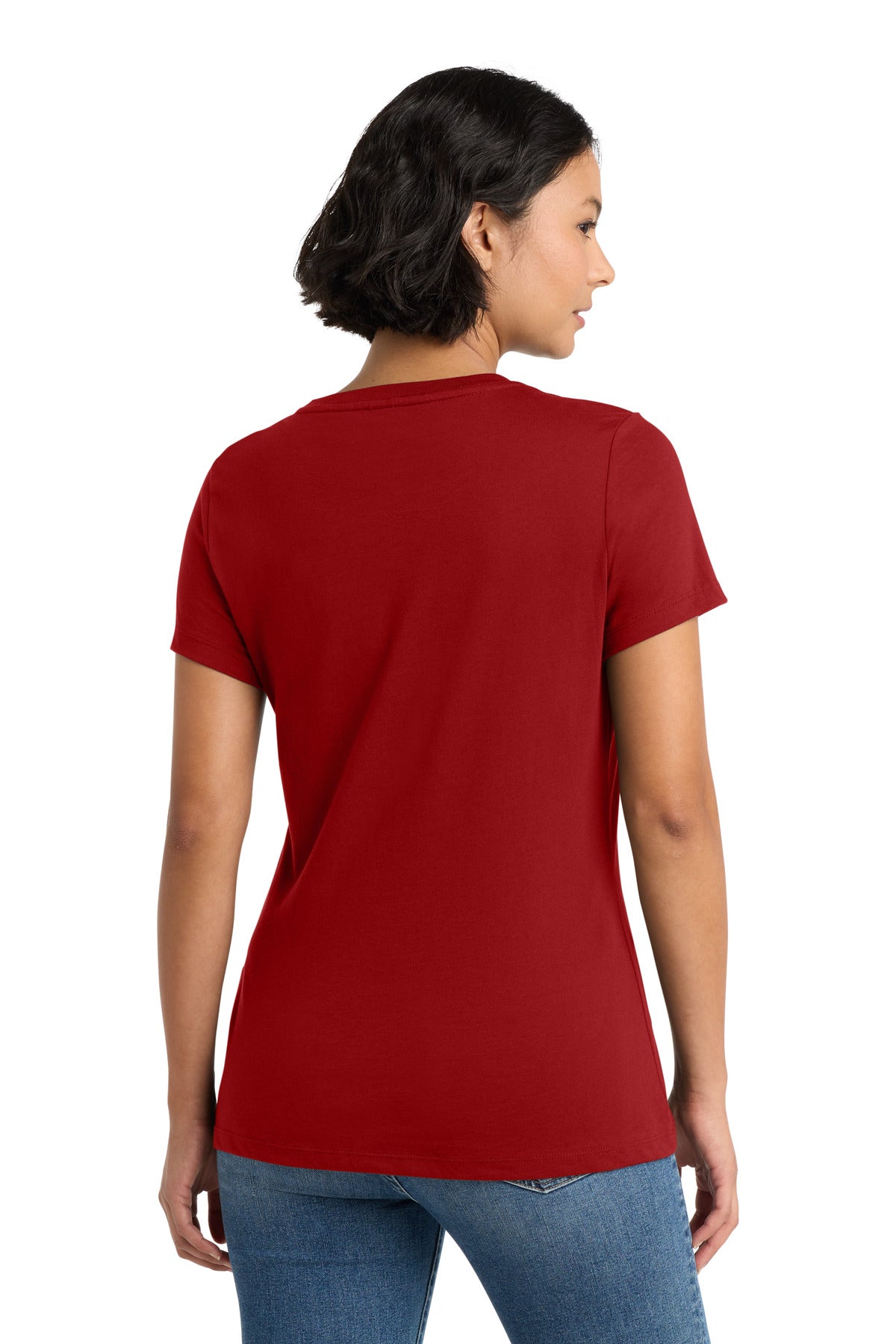 Custom Embroidered District T-Shirts  in Classic Red
