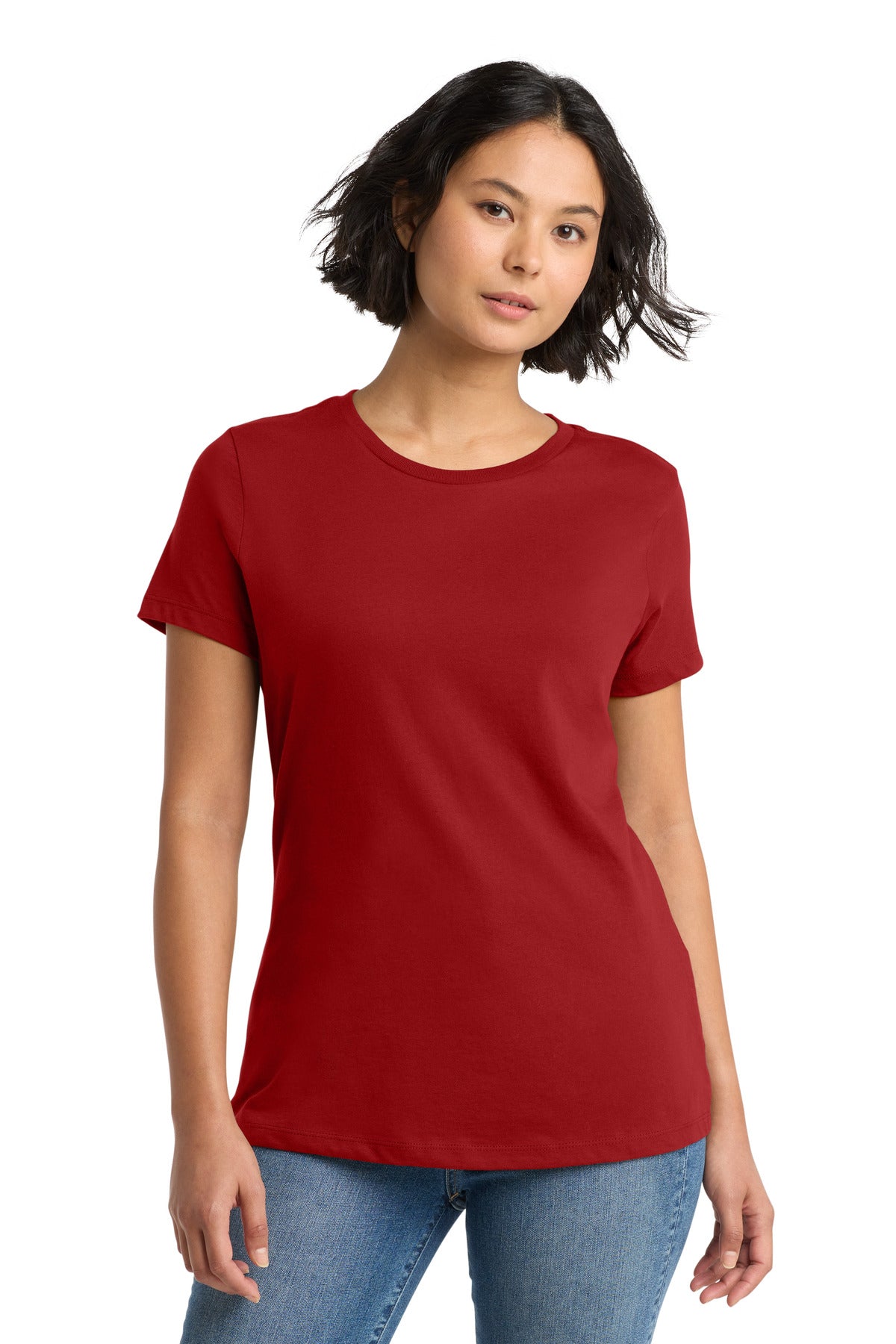 Custom Embroidered District T-Shirts  in Classic Red