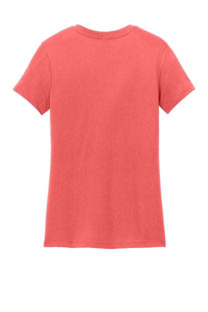 Custom Embroidered District T-Shirts  in Coral