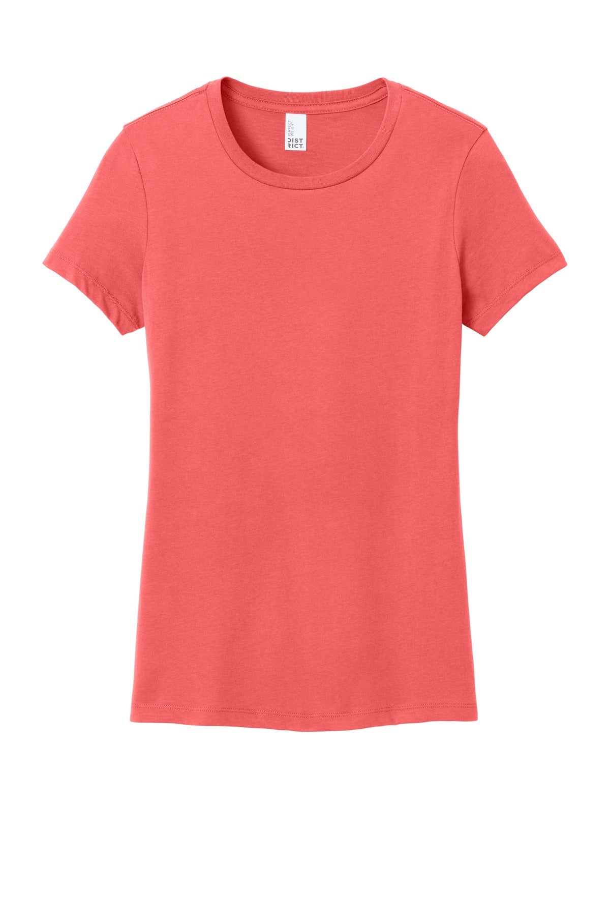 Custom Embroidered District T-Shirts  in Coral
