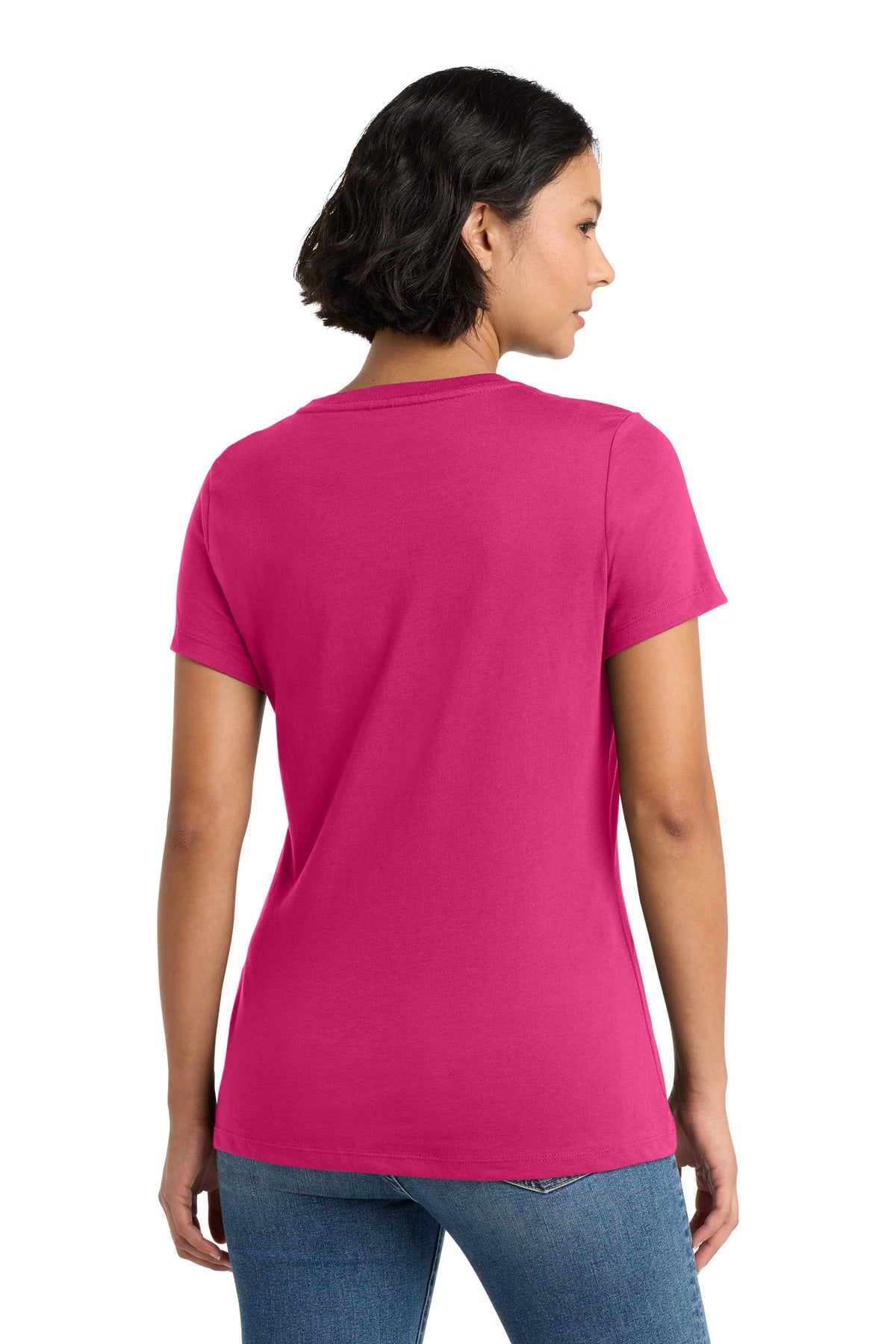 Custom Embroidered District T-Shirts  in Dark Fuchsia