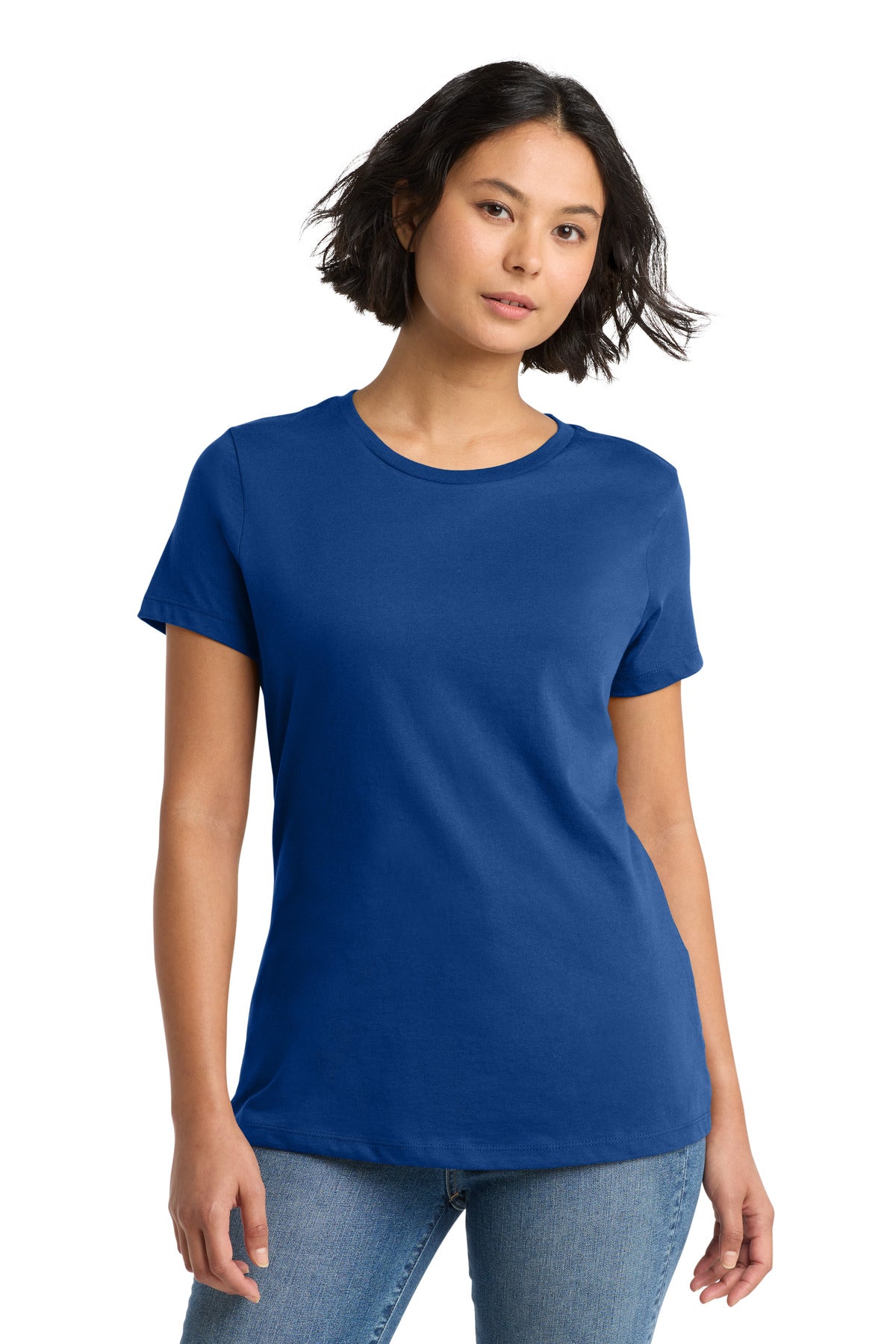 Custom Embroidered District T-Shirts  in Deep Royal