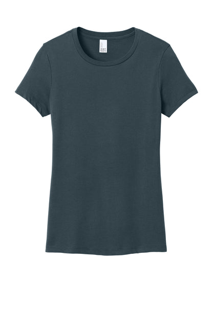 Custom Embroidered District T-Shirts  in Deep Steel Blue