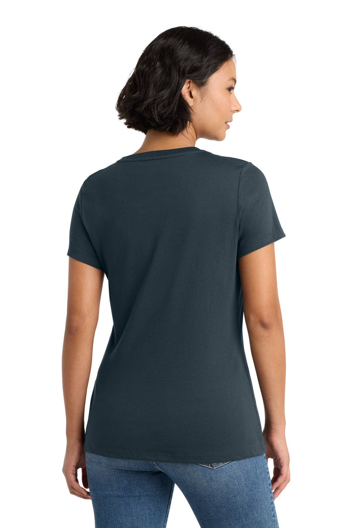 Custom Embroidered District T-Shirts  in Deep Steel Blue