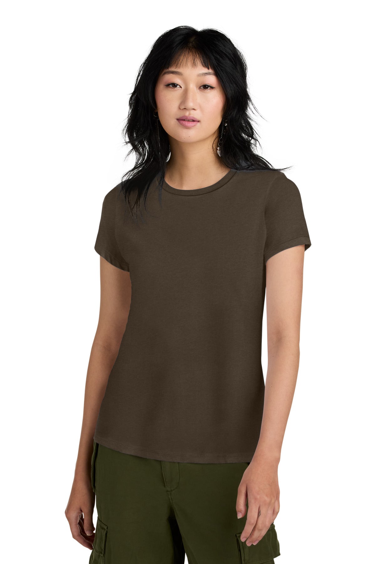Custom Embroidered District T-Shirts  in Espresso