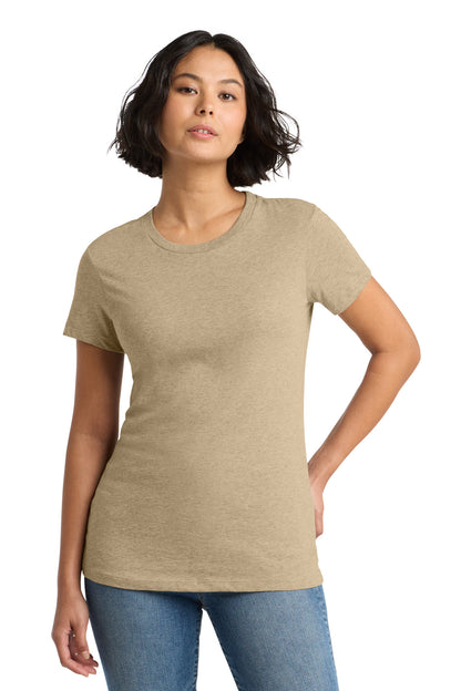 Custom Embroidered District T-Shirts  in Heathered Latte