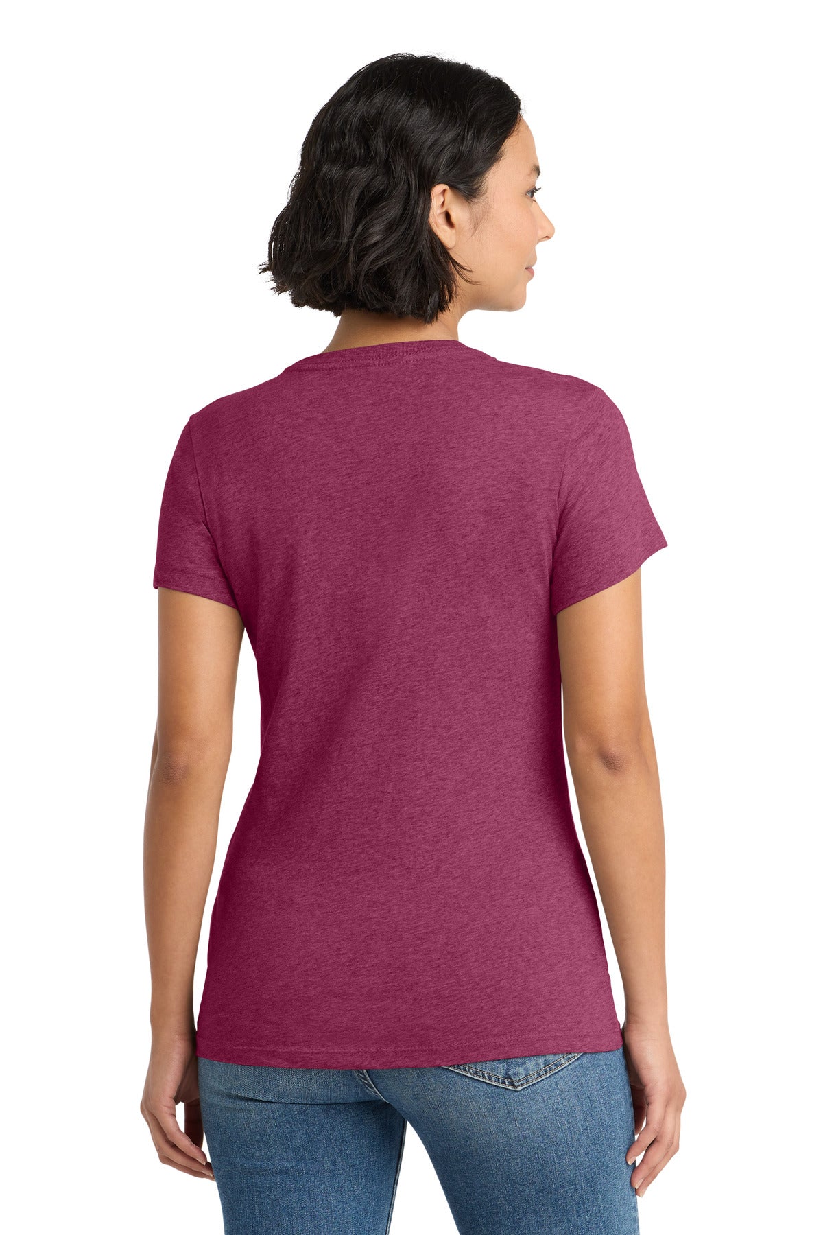 Custom Embroidered District T-Shirts  in Heathered Loganberry